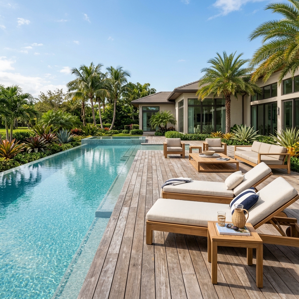 Teak pool deck